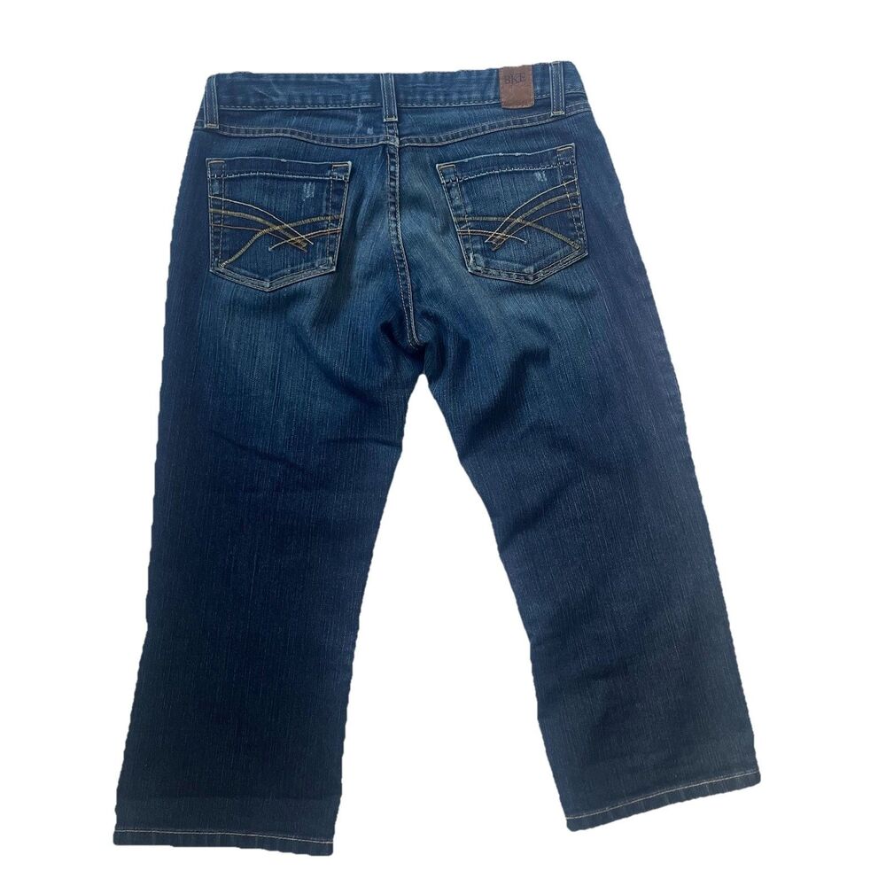 BKE Buckle Capri Crop Jeans Women's 29 Blue Denim Distressed Stretch BKL580 EUC